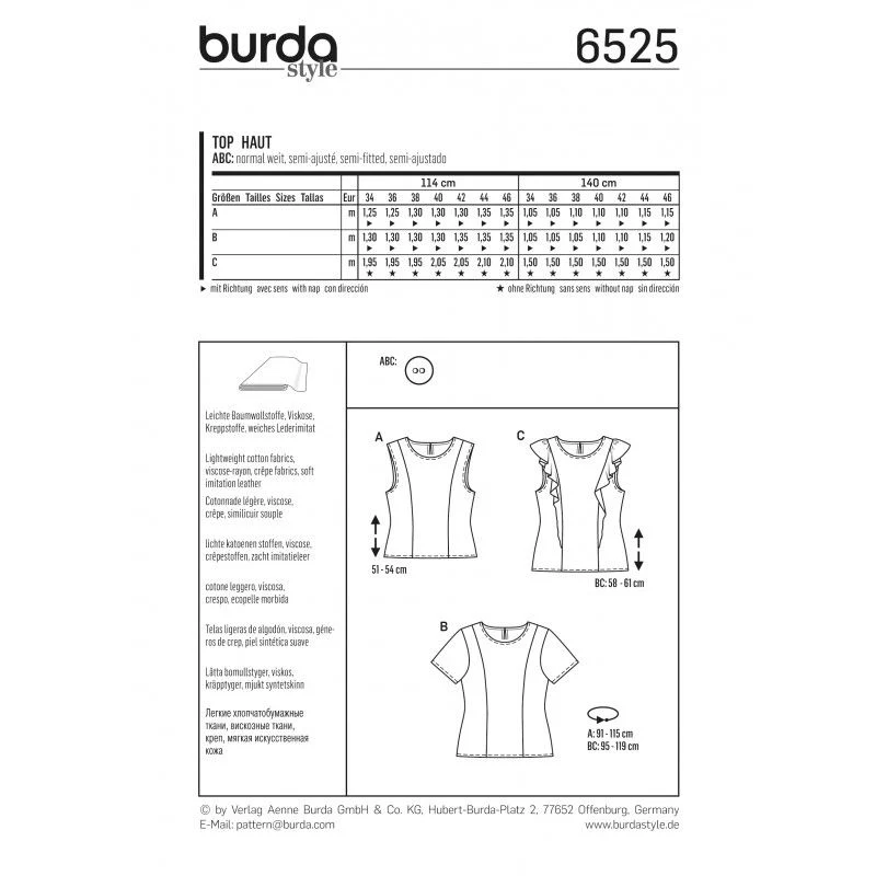 Patron Burda n°6525:  Top simple - Image 2