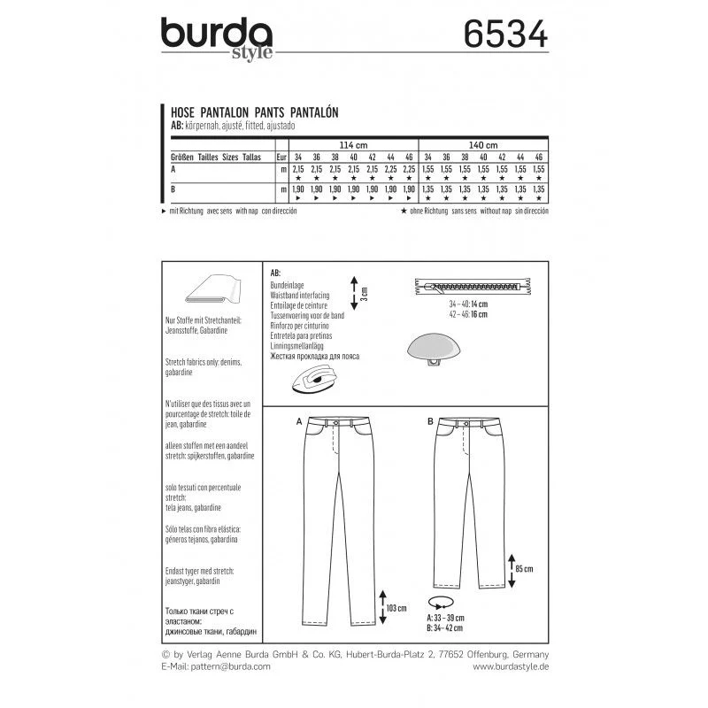 Patron Burda n°6534 : Pantalon - Jeans - Image 2