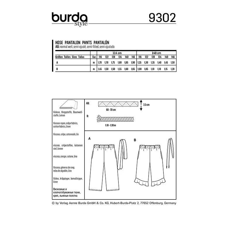 Patron Burda n°9302 : Pantalon Enfant - Image 4