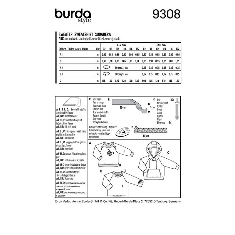 Patron Burda n°9308 : SweatShirt Enfant - Image 8