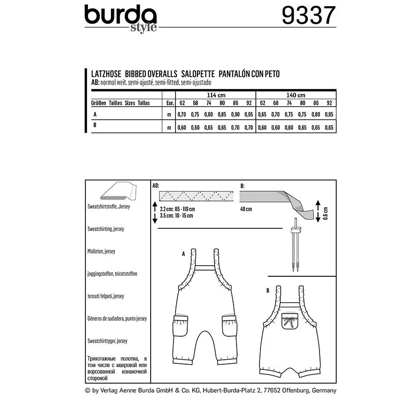 Patron Burda n°9337: Salopette enfant - Image 5
