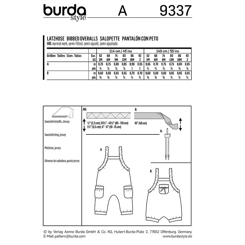 Patron Burda n°9337: Salopette enfant - Image 6
