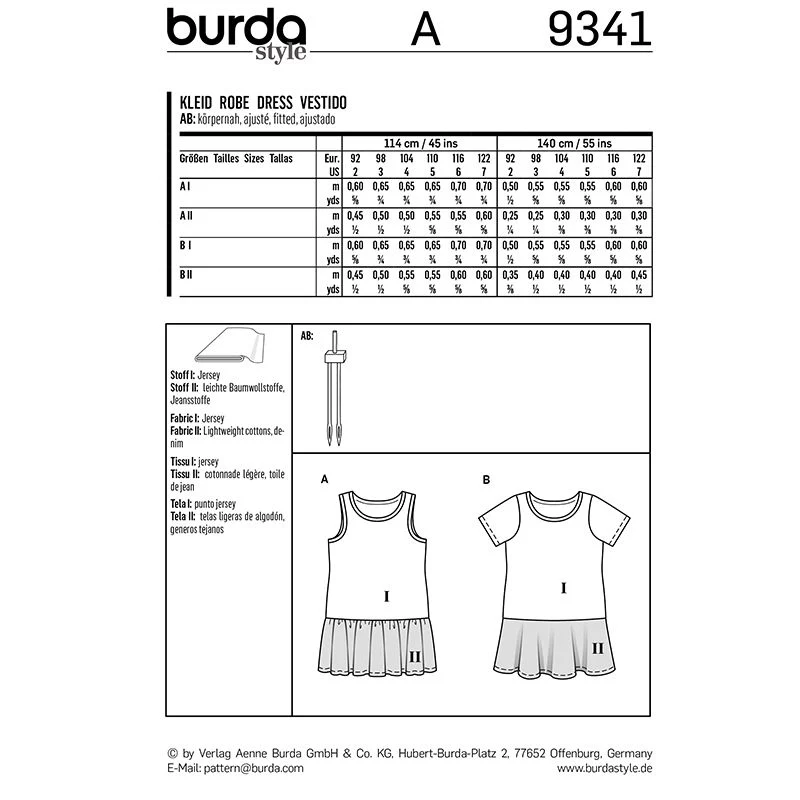 Patron Burda n°9341: Robe Tee-shirt enfant - Image 4
