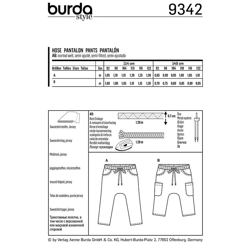 Patron Burda n°9342: Pantalon à coulisse enfant - Image 5