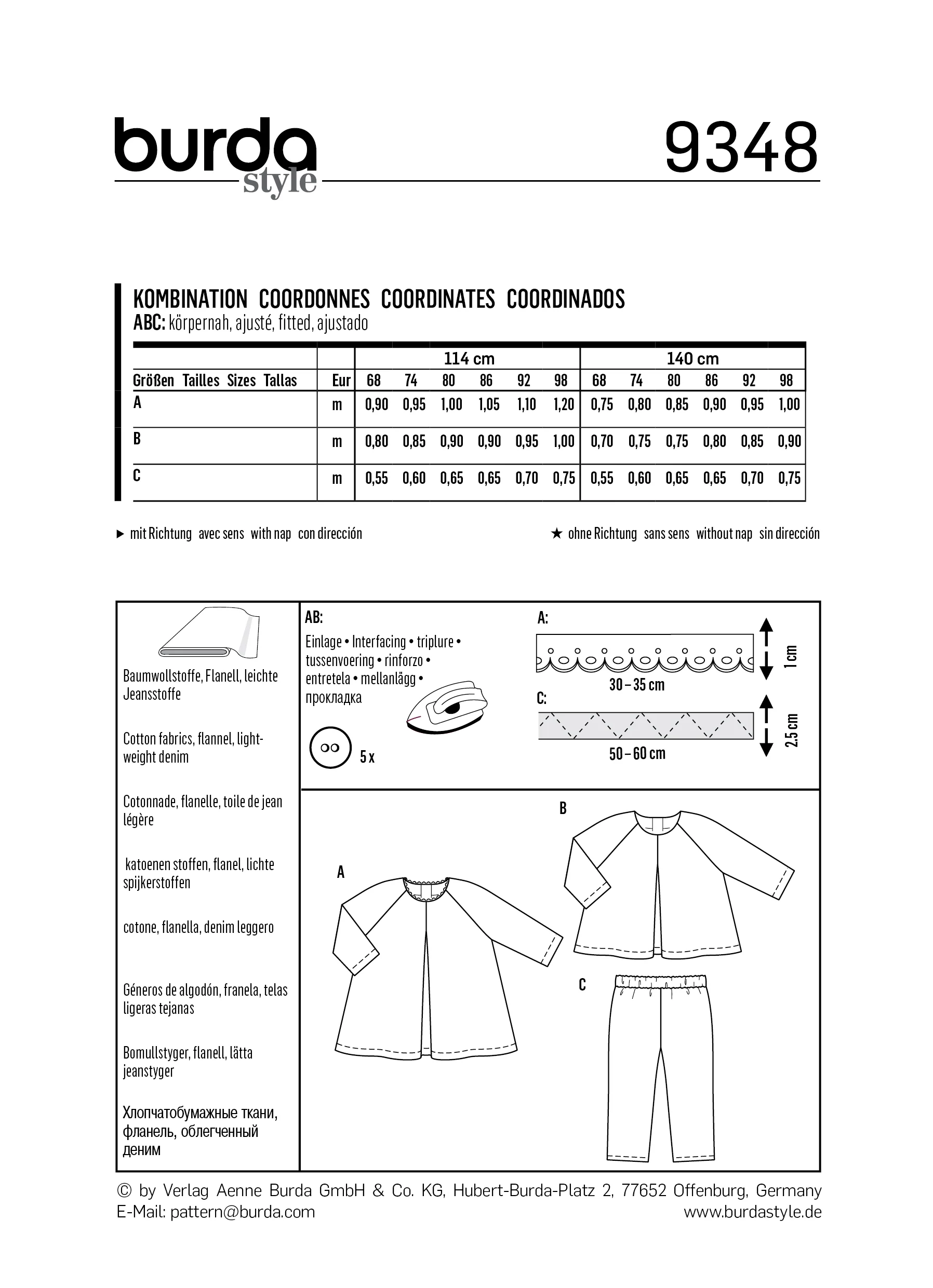 Patron Burda n°9348: Blouse et pantalon bébé - Image 8