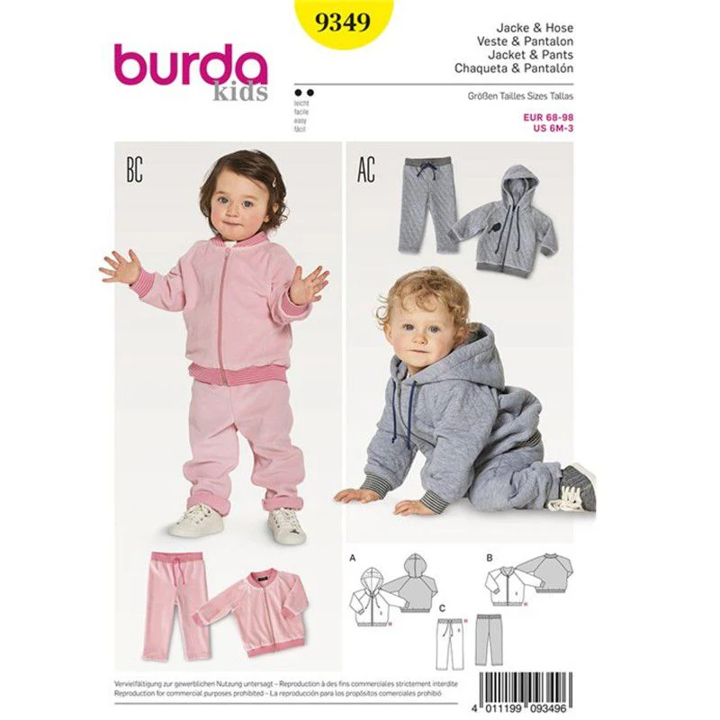 Patron Burda n°9349: SurvĂȘtement bĂ©bĂ©
