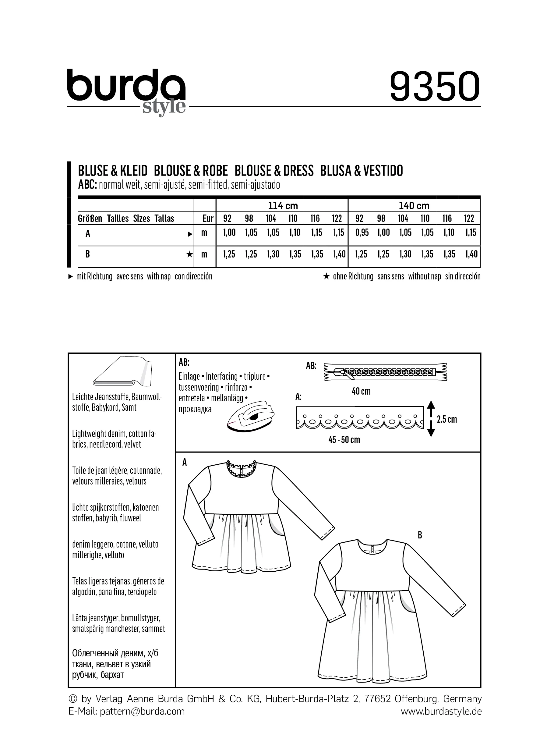 Patron Burda n°9350: Blouse enfant - Image 7