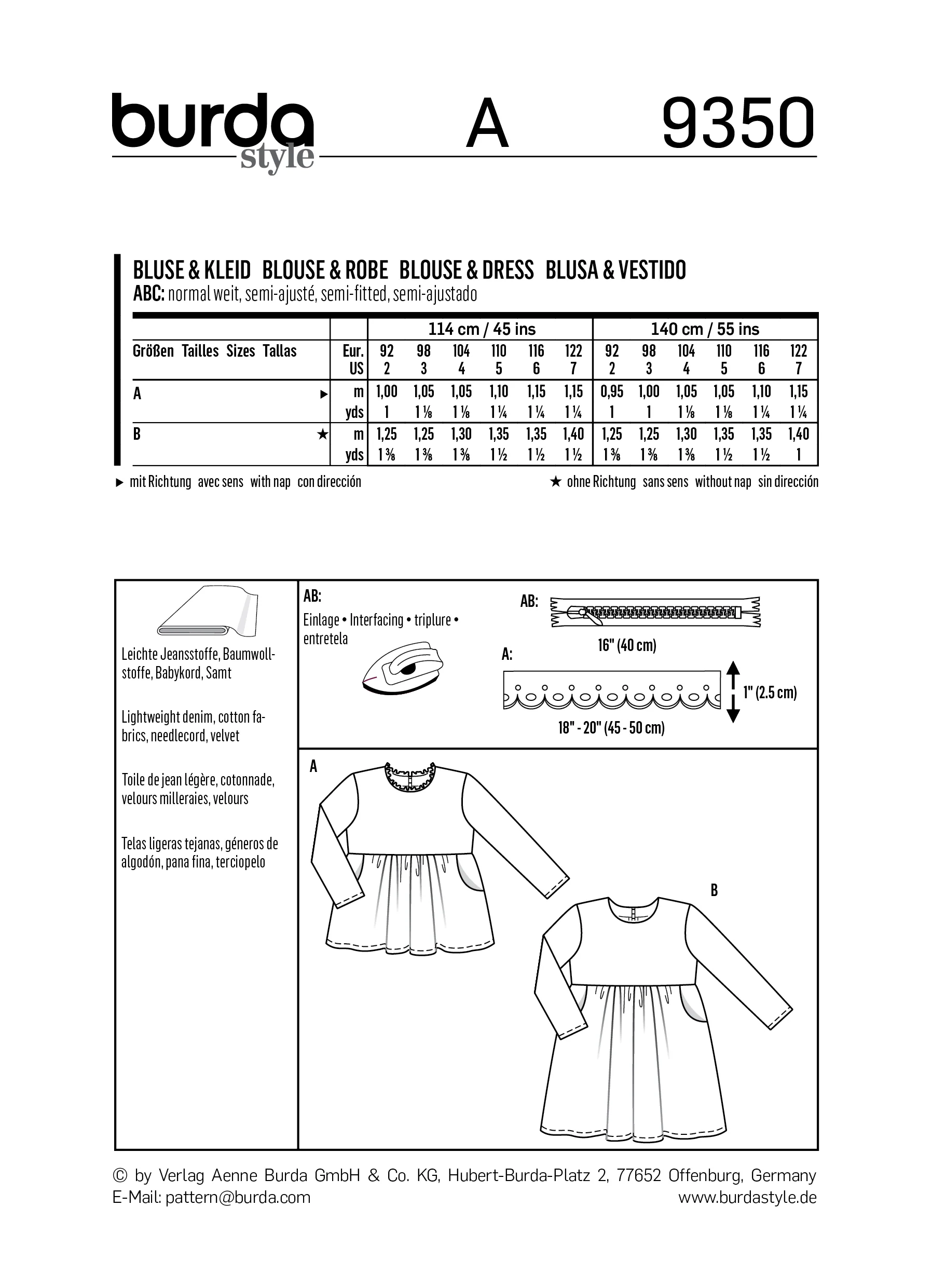 Patron Burda n°9350: Blouse enfant - Image 8