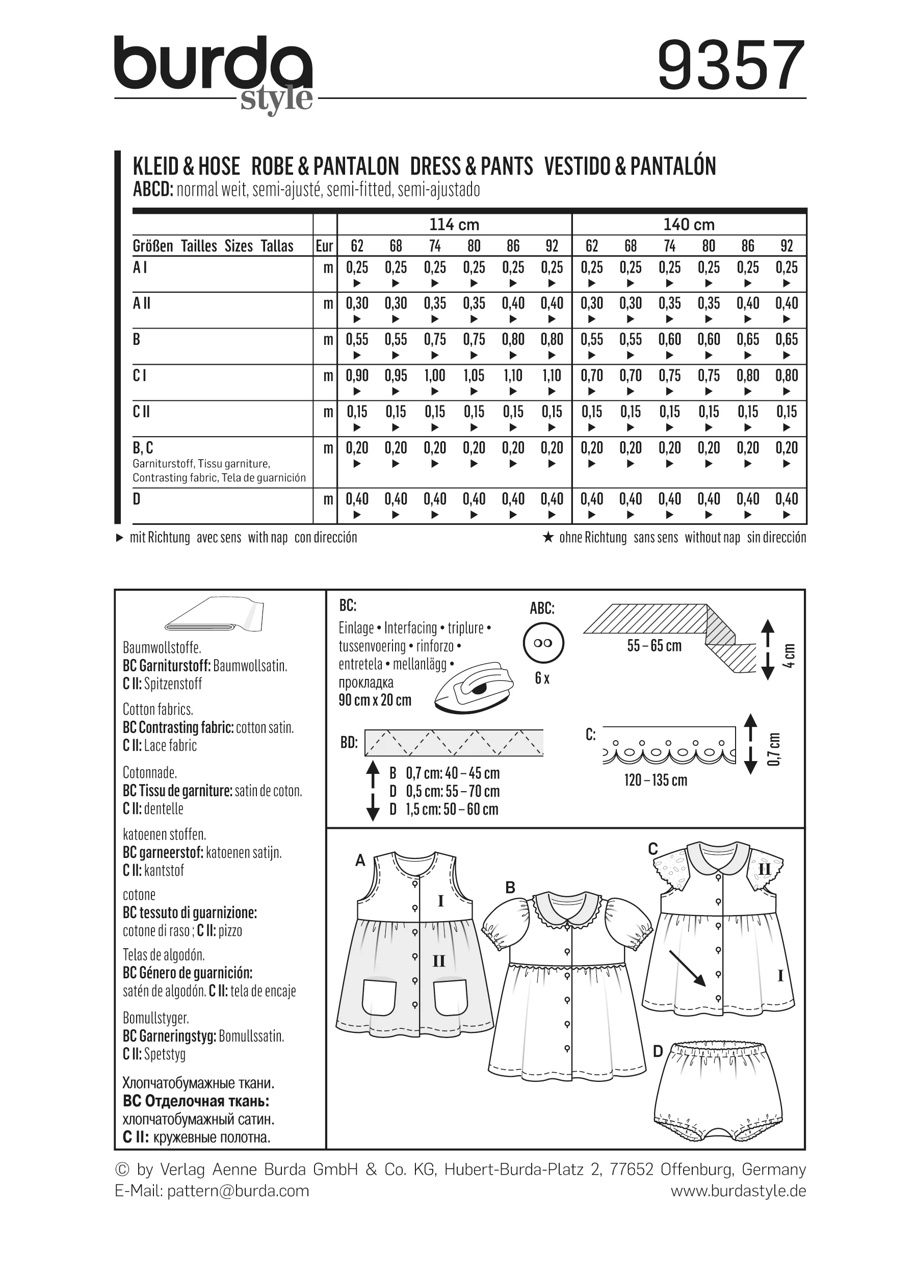 Patron Burda n°9357: Robe & Pantalon enfant - Image 7
