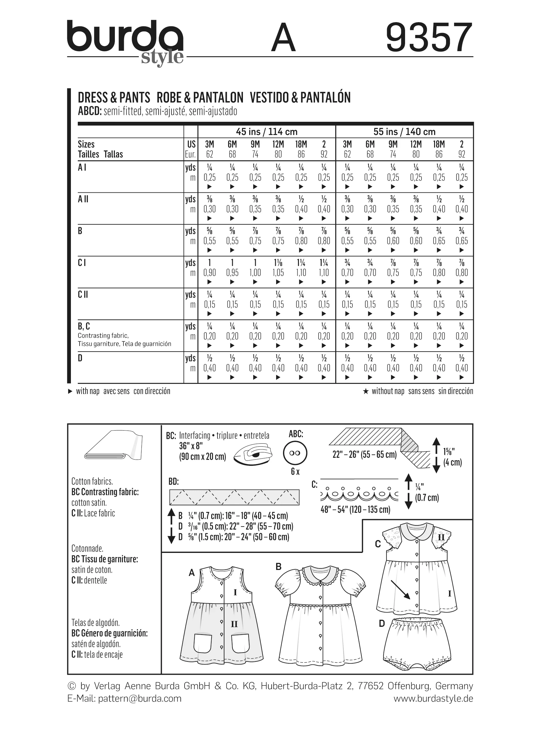 Patron Burda n°9357: Robe & Pantalon enfant - Image 8