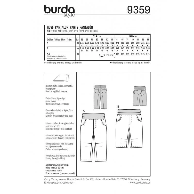 Patron Burda n°9359: Pantalon à poches enfant - Image 2