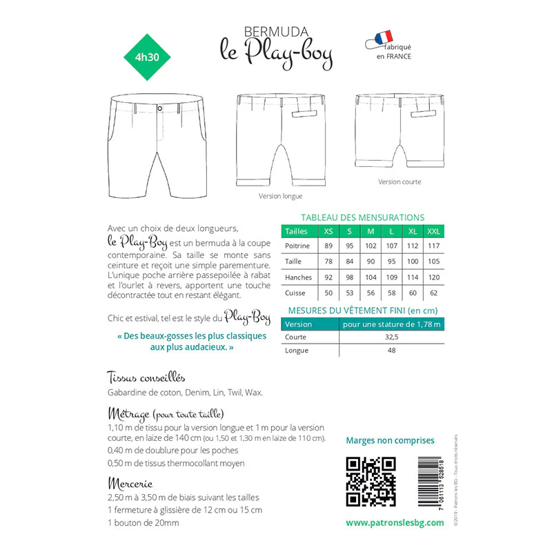 Patron de couture Homme : Bermuda le Play-boy - Image 3