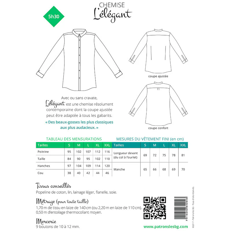 Patron de couture Homme : Chemise L'élégant - Image 3