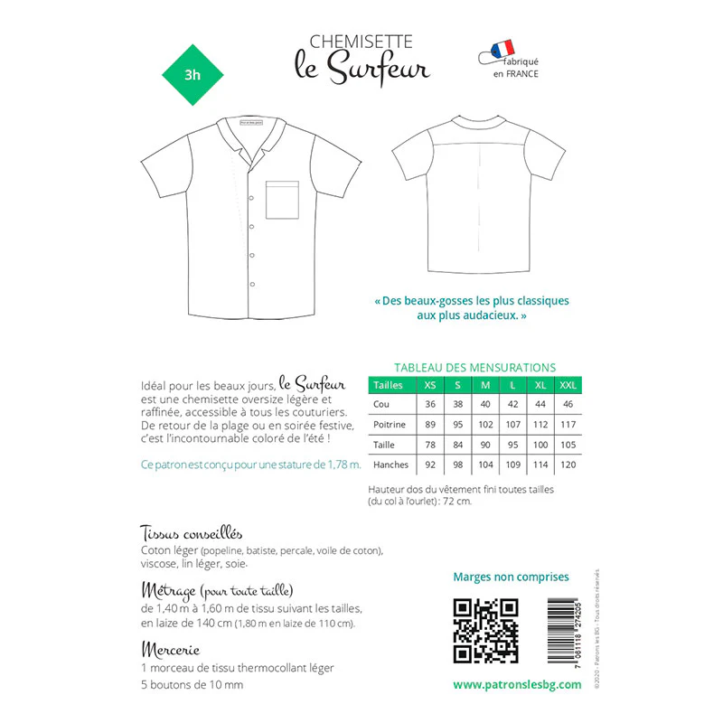 Patron de couture Homme : Chemisette le Surfeur - Image 3