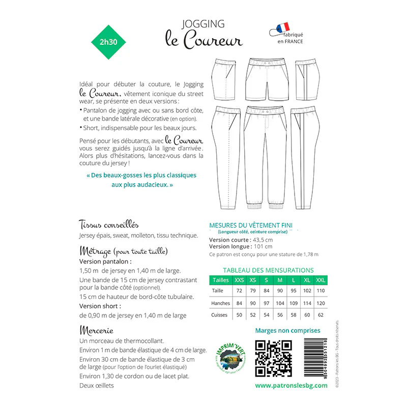 Patron de couture Homme : Jogging Le Coureur - Image 4