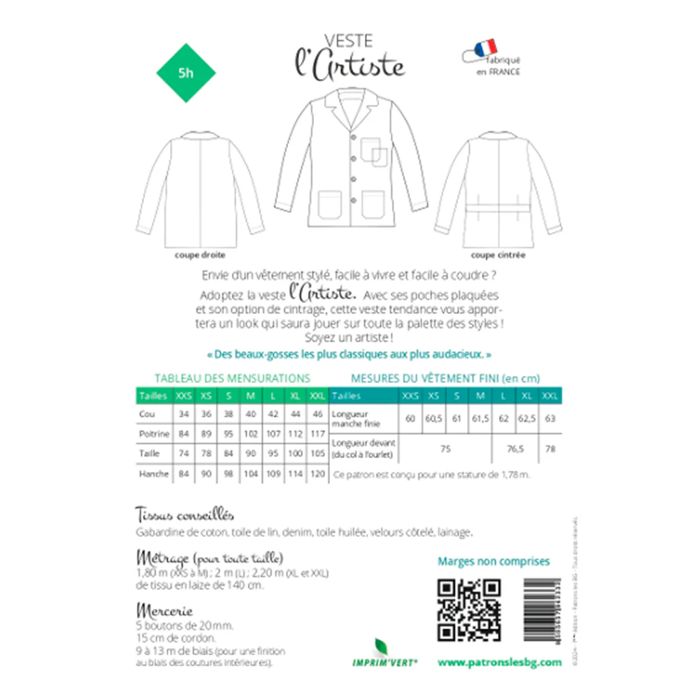 Patron de couture Homme : Veste l'Artiste - Image 8