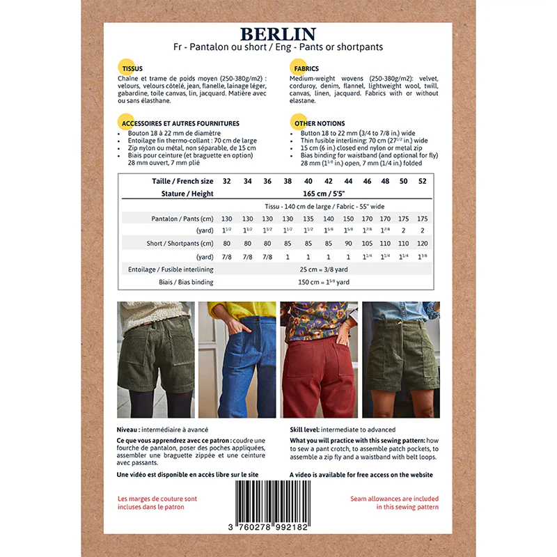 Patron de Couture pantalon et short femme BERLIN - Image 10