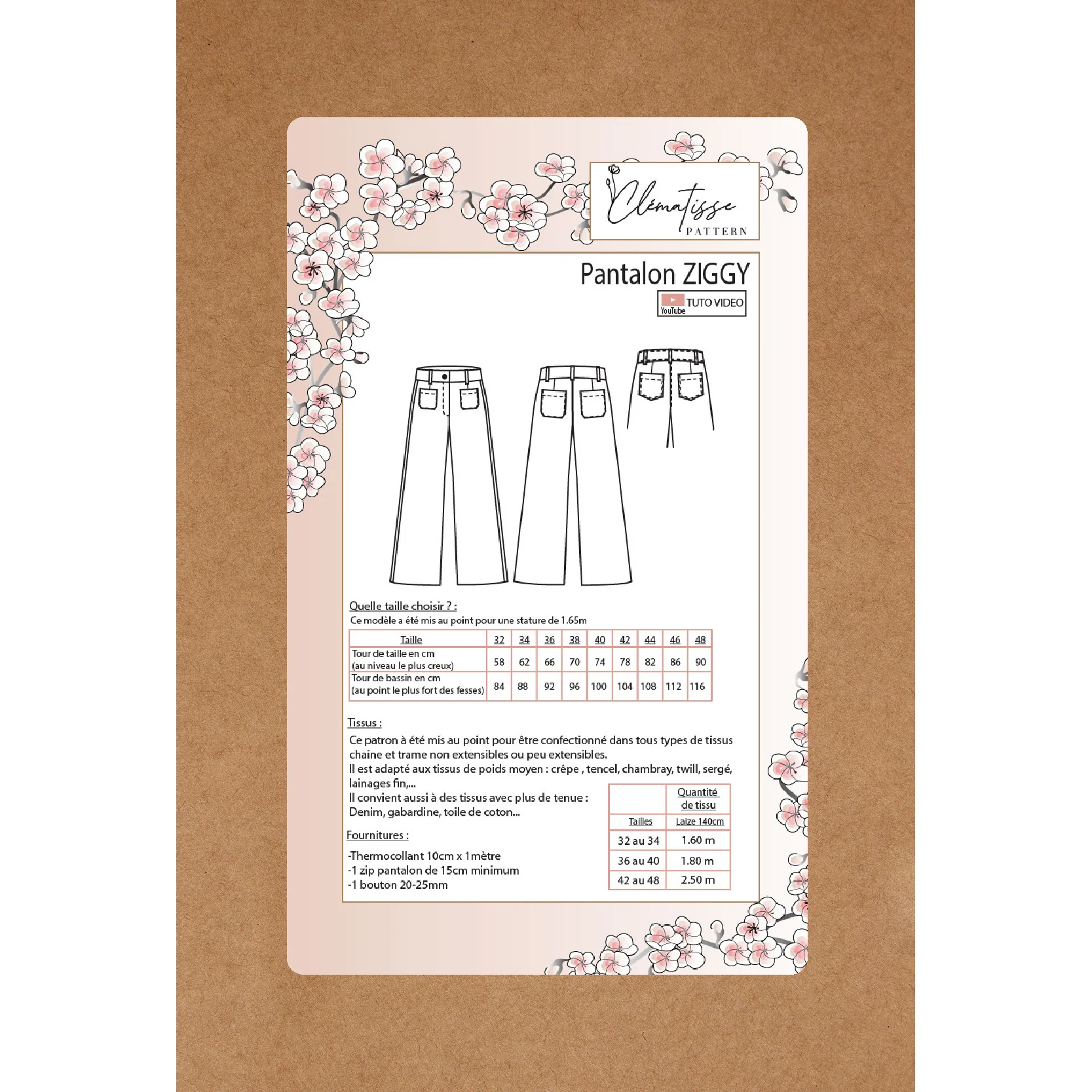 Patron de couture Pantalon ZIGGY