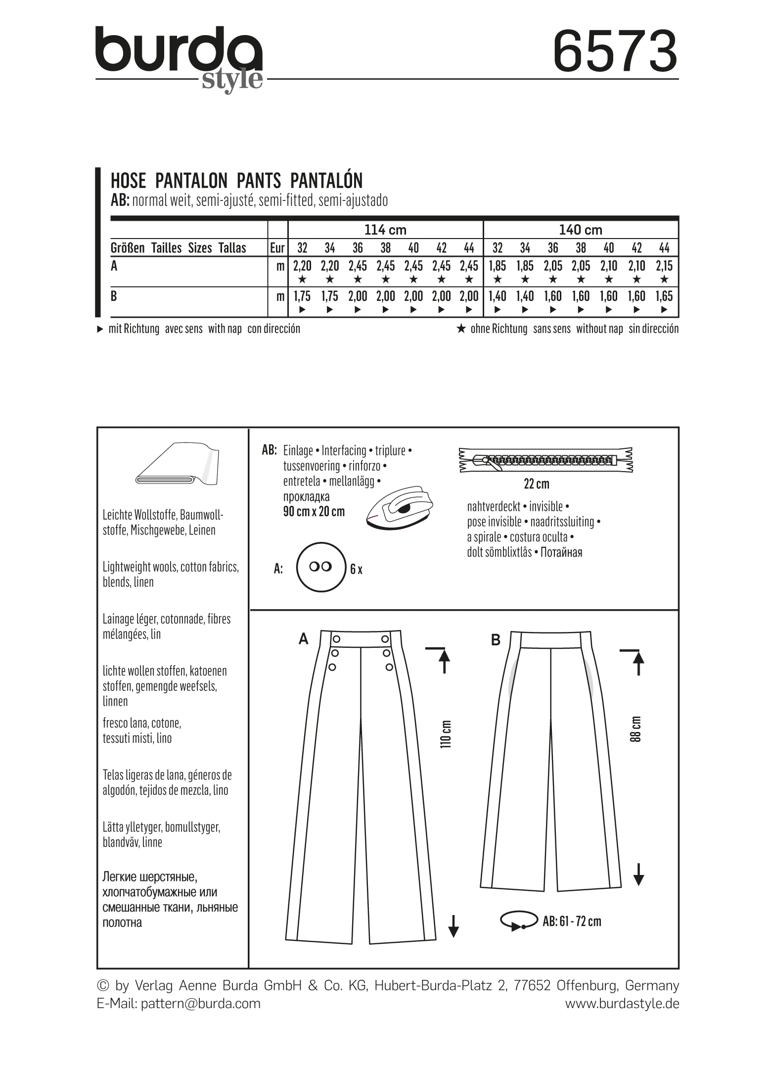 Patron N°6573 Burda : Pantalon - Image 5