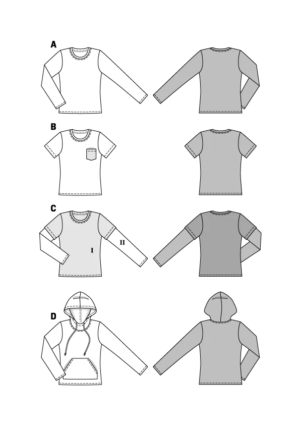 Patron N°6602 Burda : tee-shirt à capuche Petites tailles - Image 2