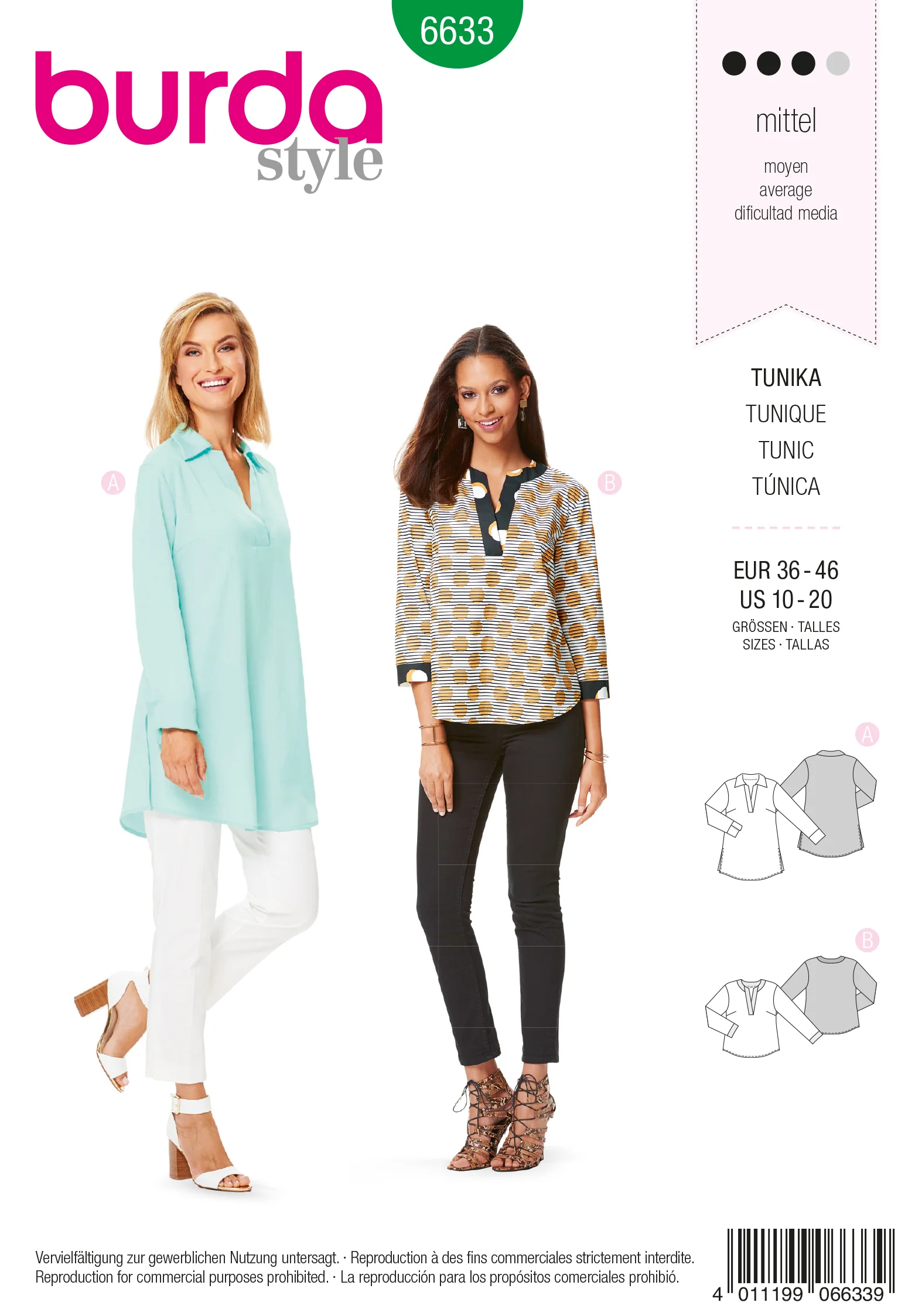 Patron N°6633 Burda style : Tunique pattes d'encolure