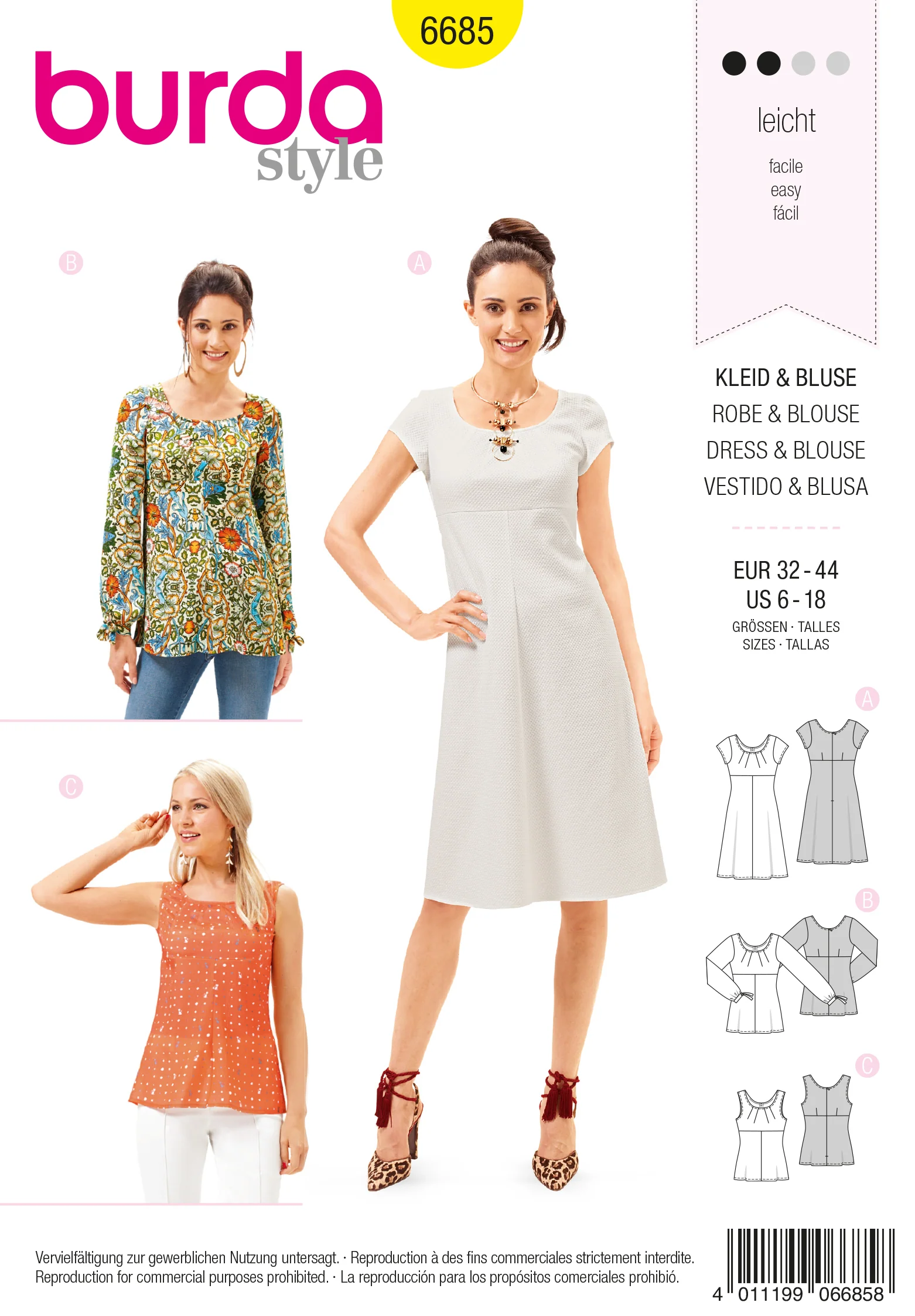 Patron N°6685 Burda : Robe et top taille haute