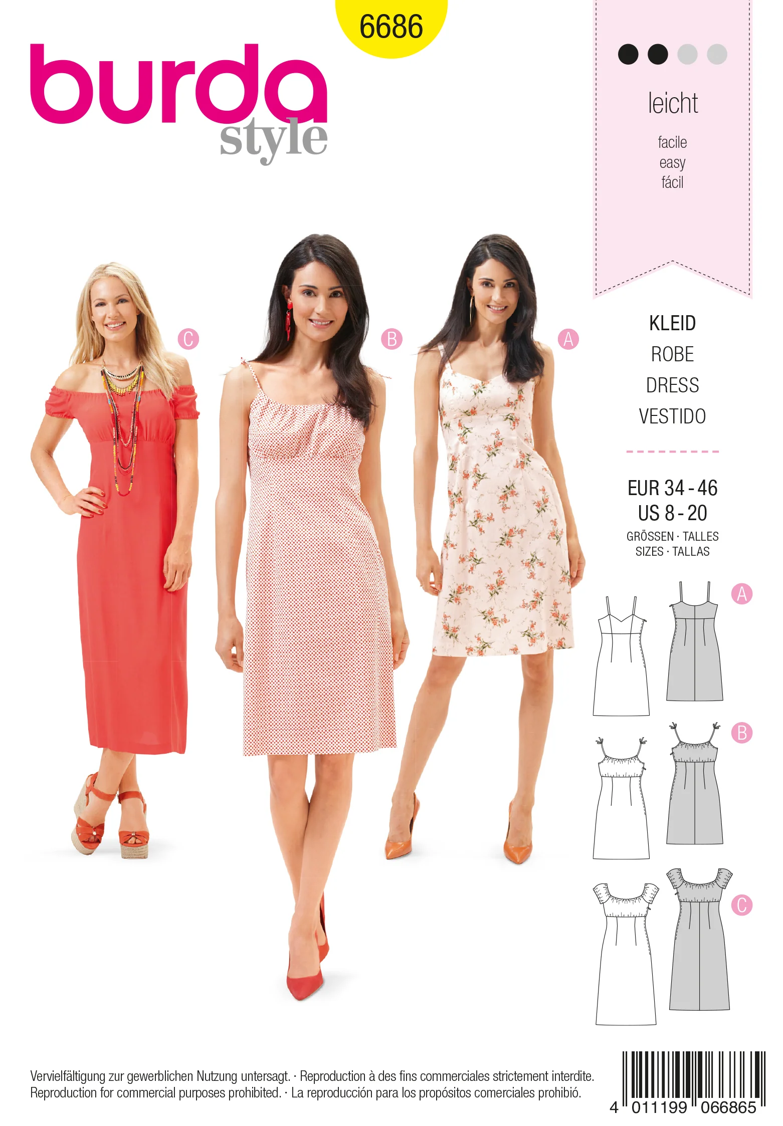 Patron N°6686 Burda : Robe à bretelles
