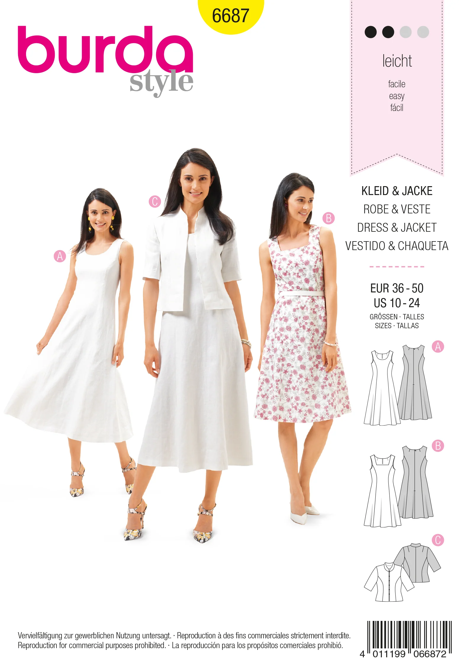 Patron N°6687 Burda : Robe féminine