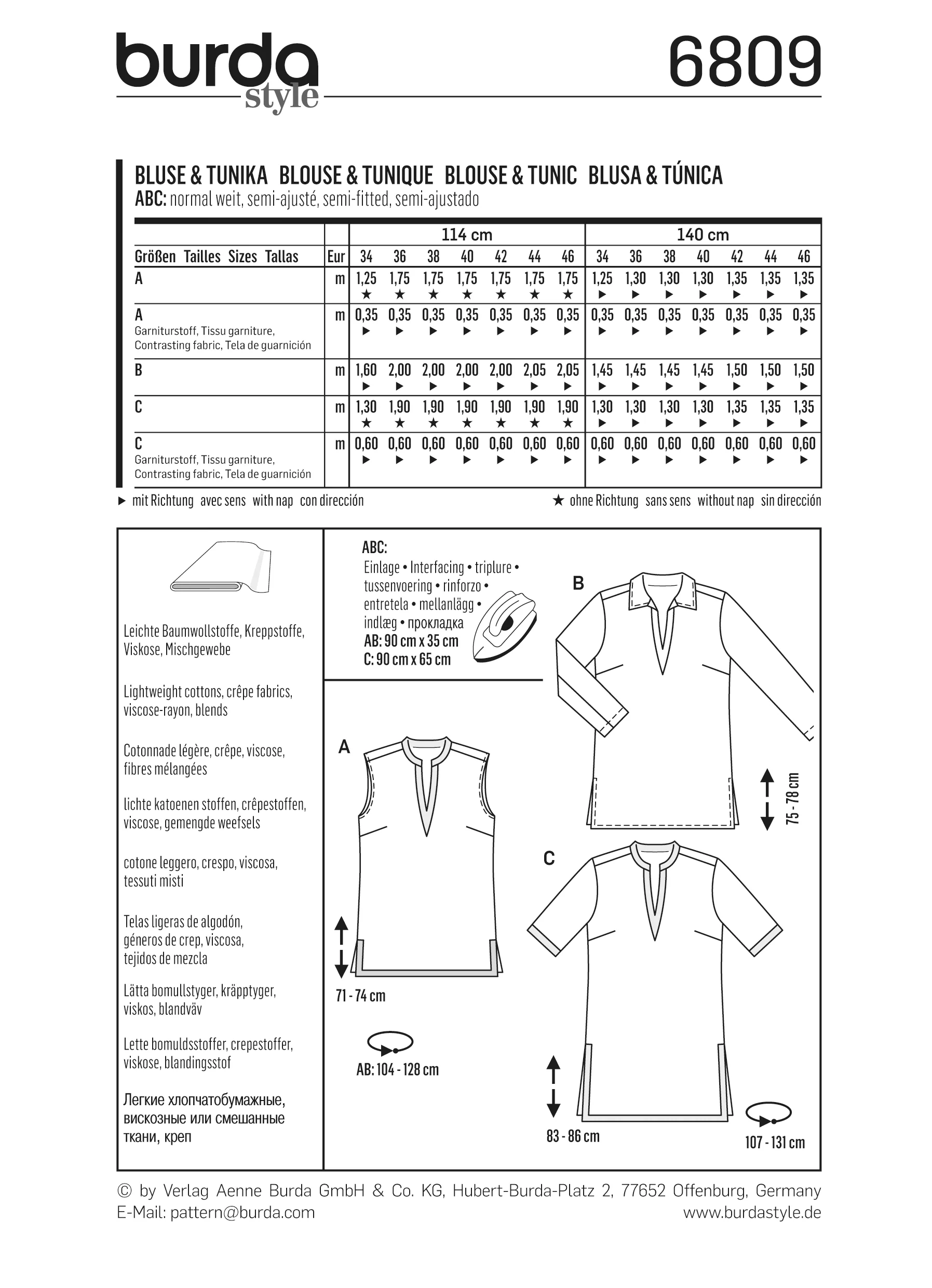 Patron n°6809 : Blouse, Tunique col en V - Image 7