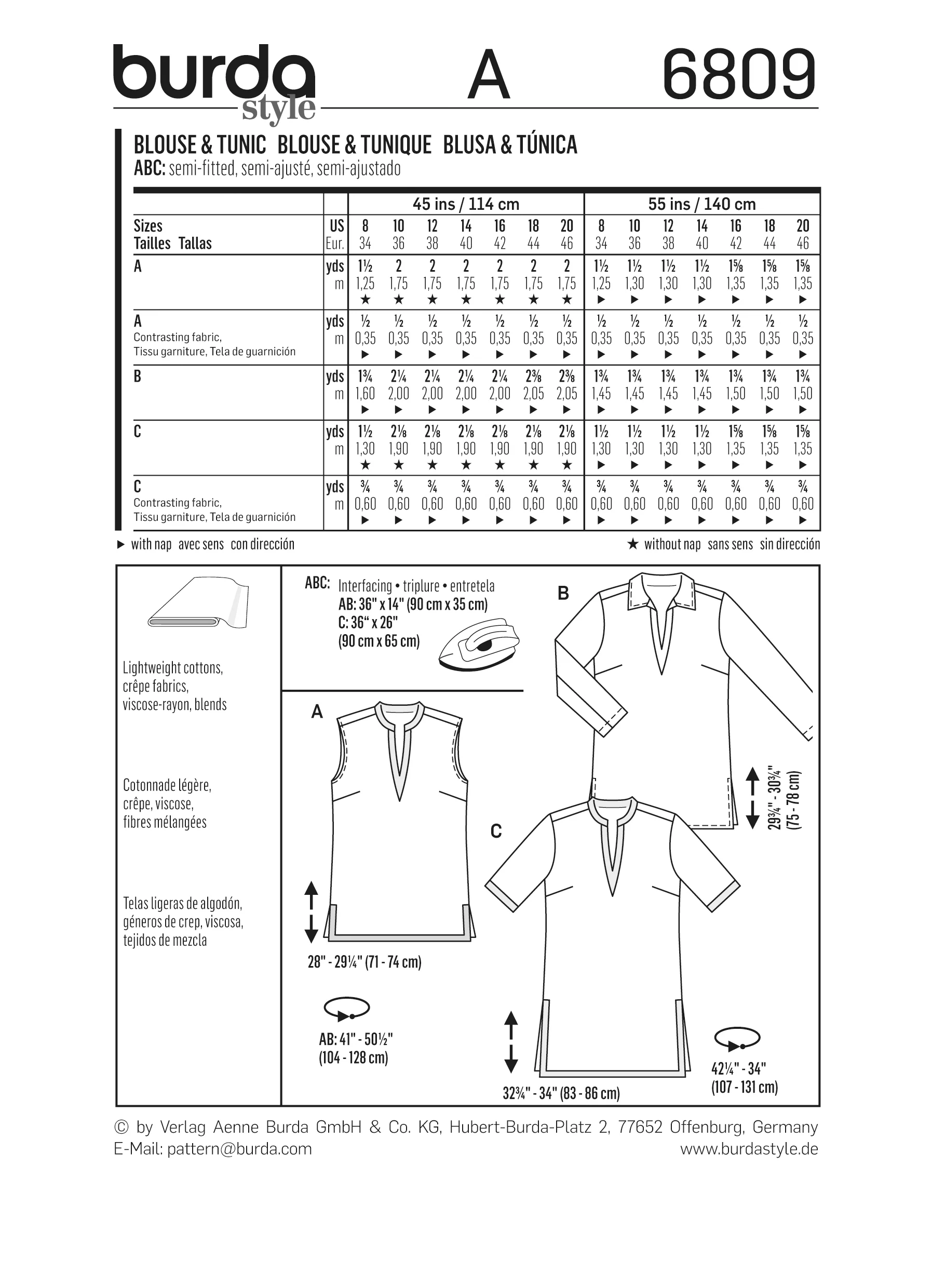 Patron n°6809 : Blouse, Tunique col en V - Image 8