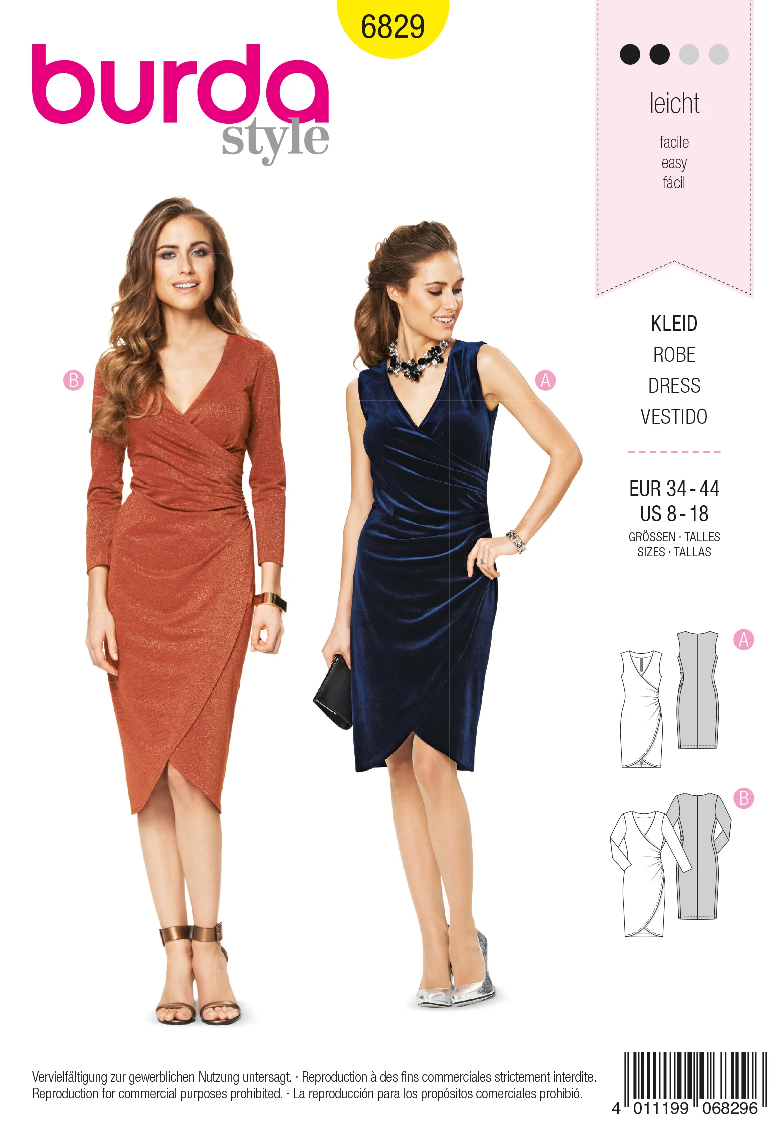 Patron n°6829 : Robe moulante effet drapé