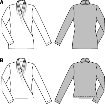 Patron n°6838 : T-shirt manches longues effet drapé - Image 2
