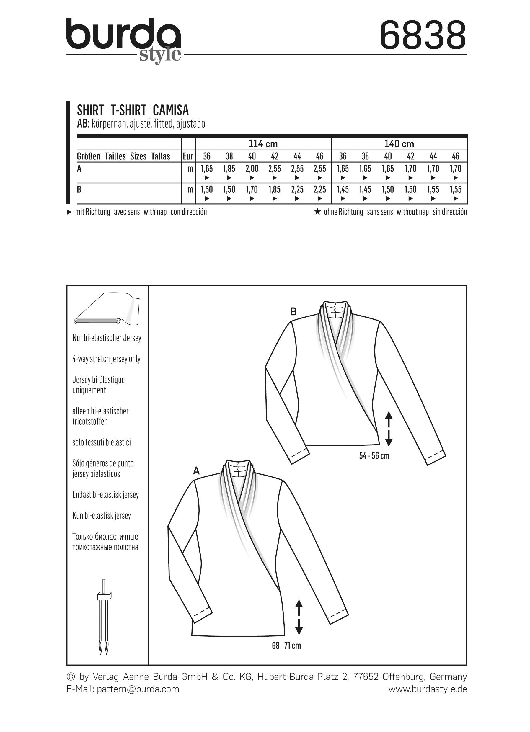 Patron n°6838 : T-shirt manches longues effet drapé - Image 5