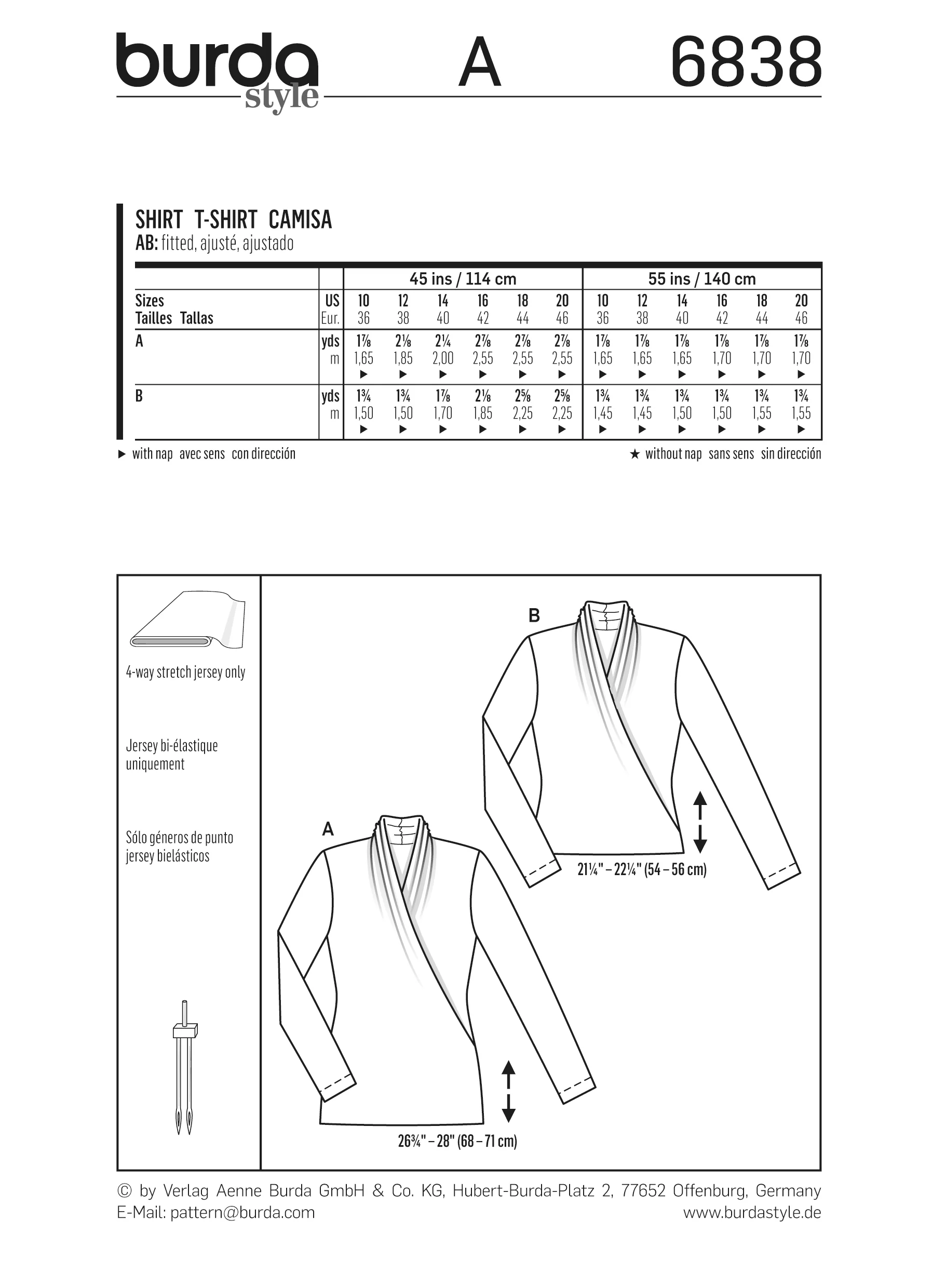 Patron n°6838 : T-shirt manches longues effet drapé - Image 6