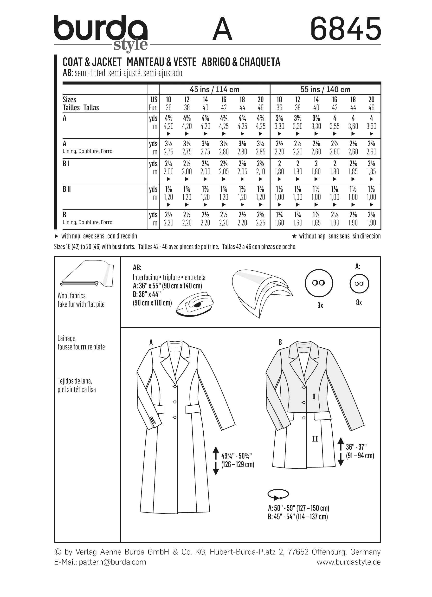 Patron n°6845 : Veste, Manteau long - Image 7