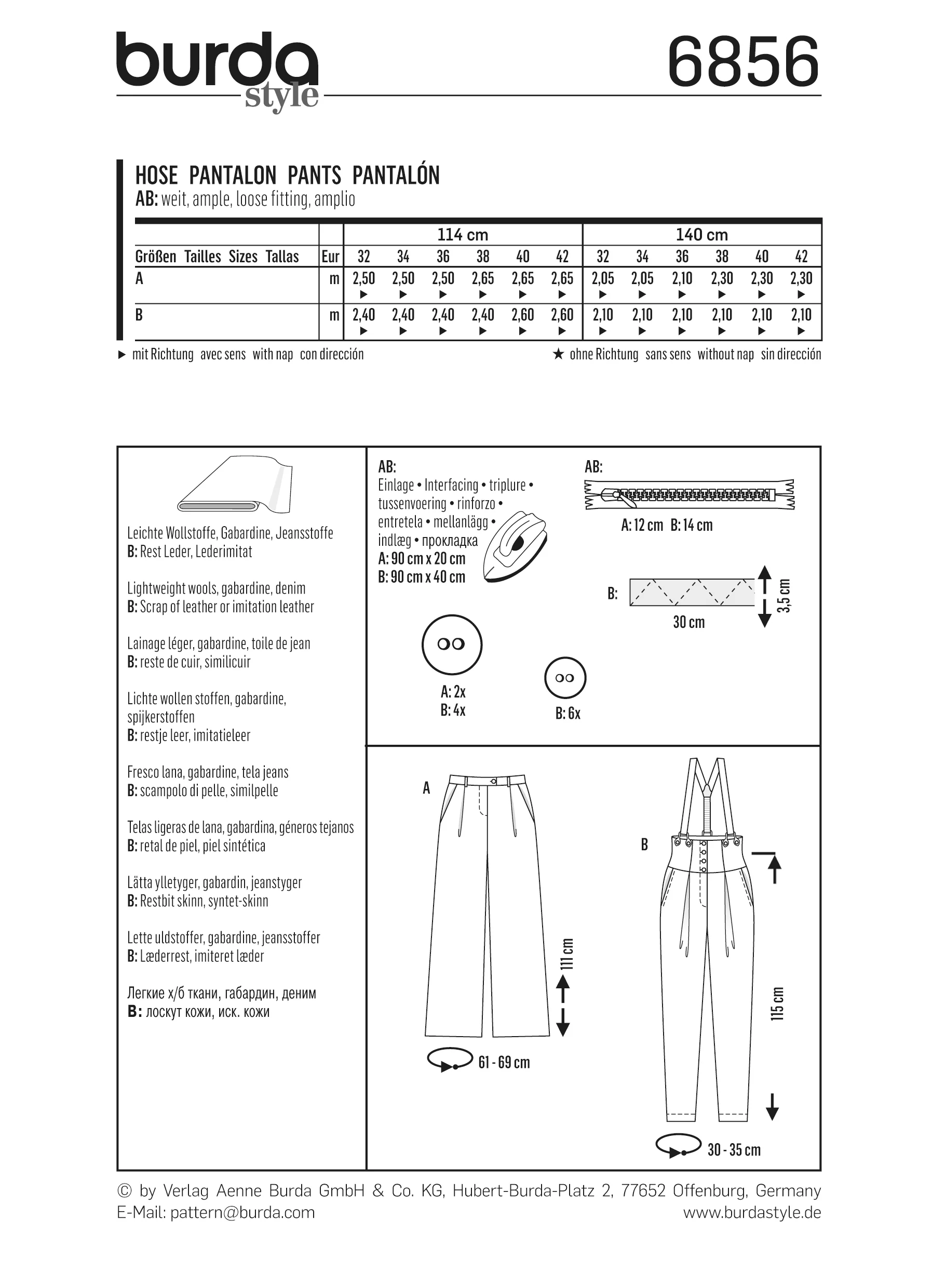 Patron n°6856 : Pantalon avec plis à la taille - Image 5