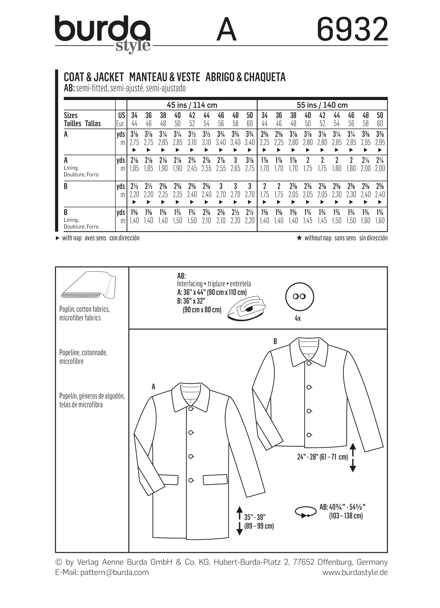 Patron n°6932 : Manteau et Veste pour Homme - Image 6