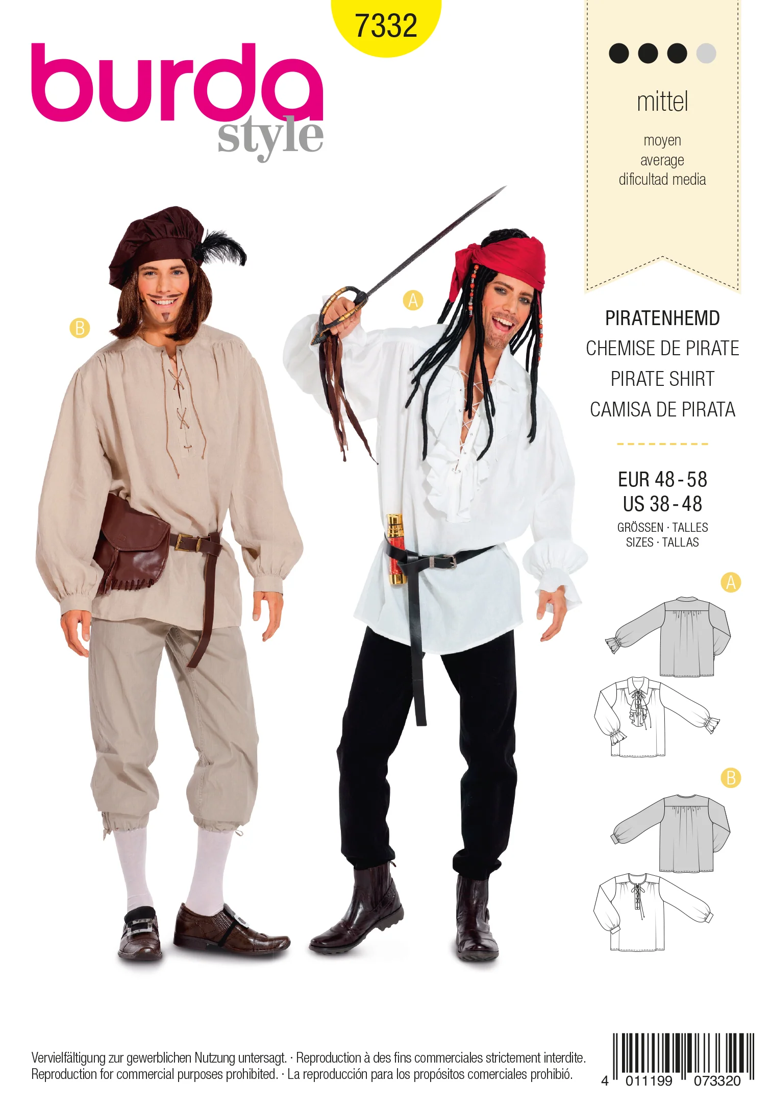 Patron n°7332 : Déguisement Chemise de Pirate