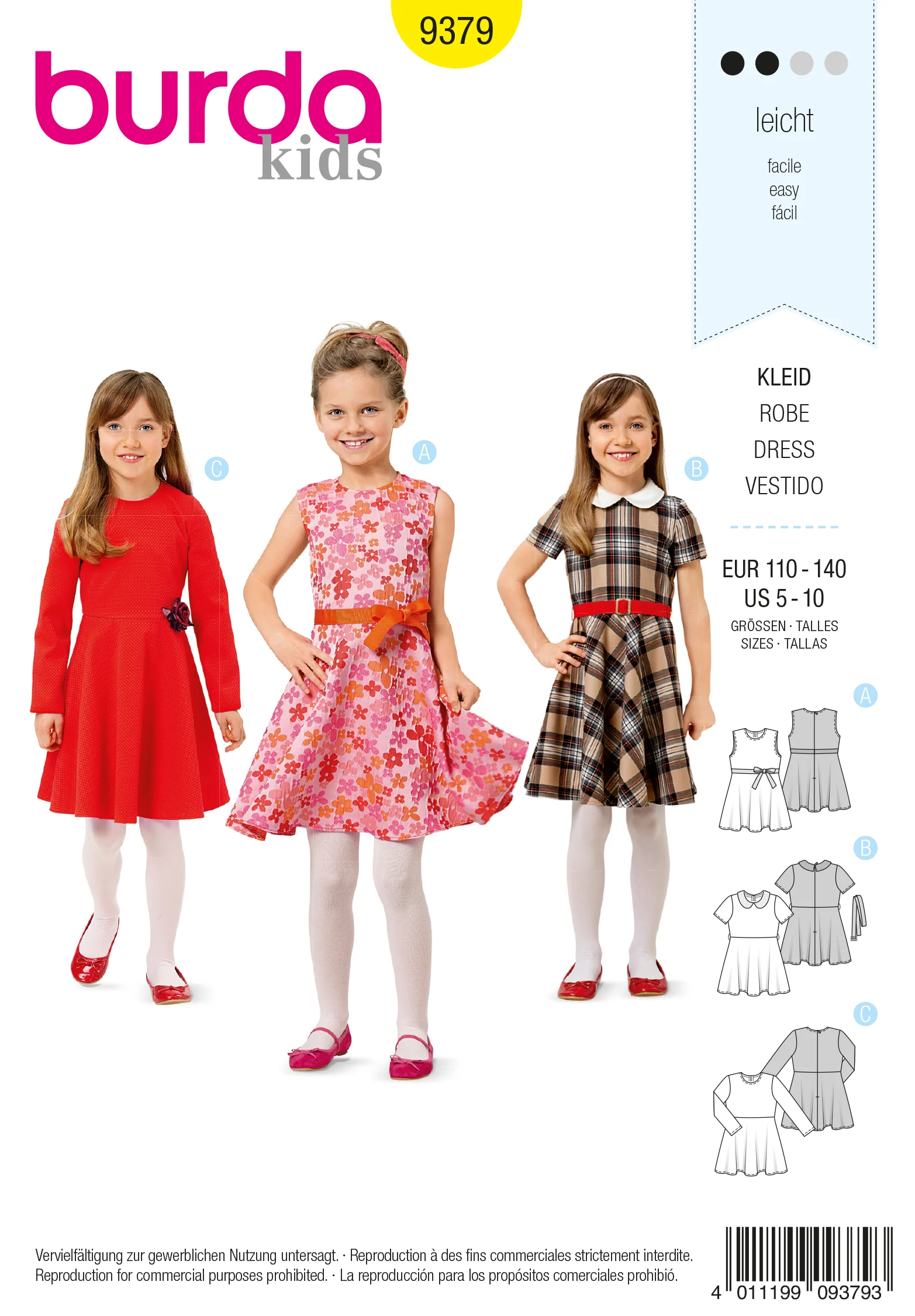 Patron N°9379 Burda : Robe fillette