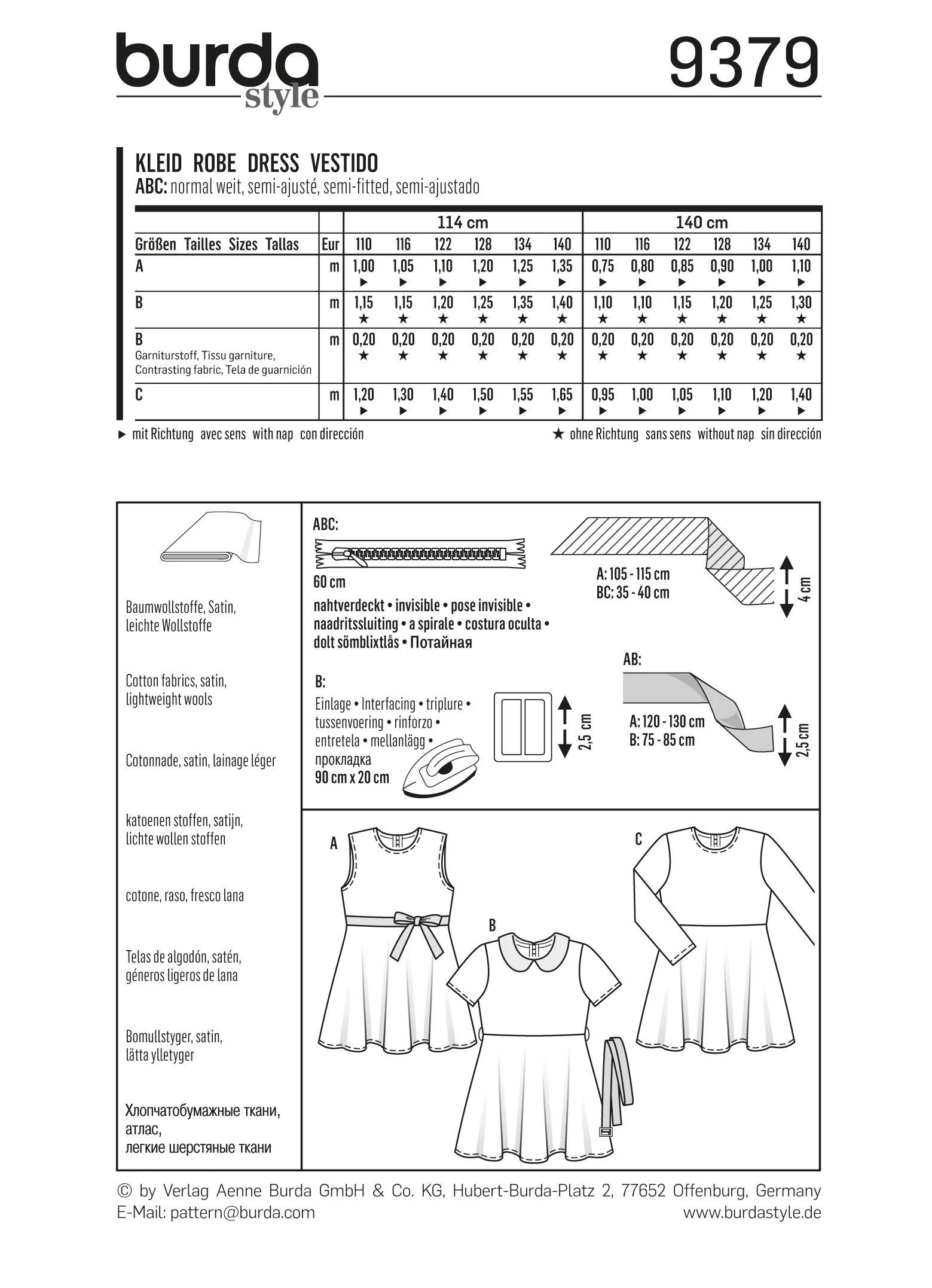 Patron N°9379 Burda : Robe fillette - Image 6