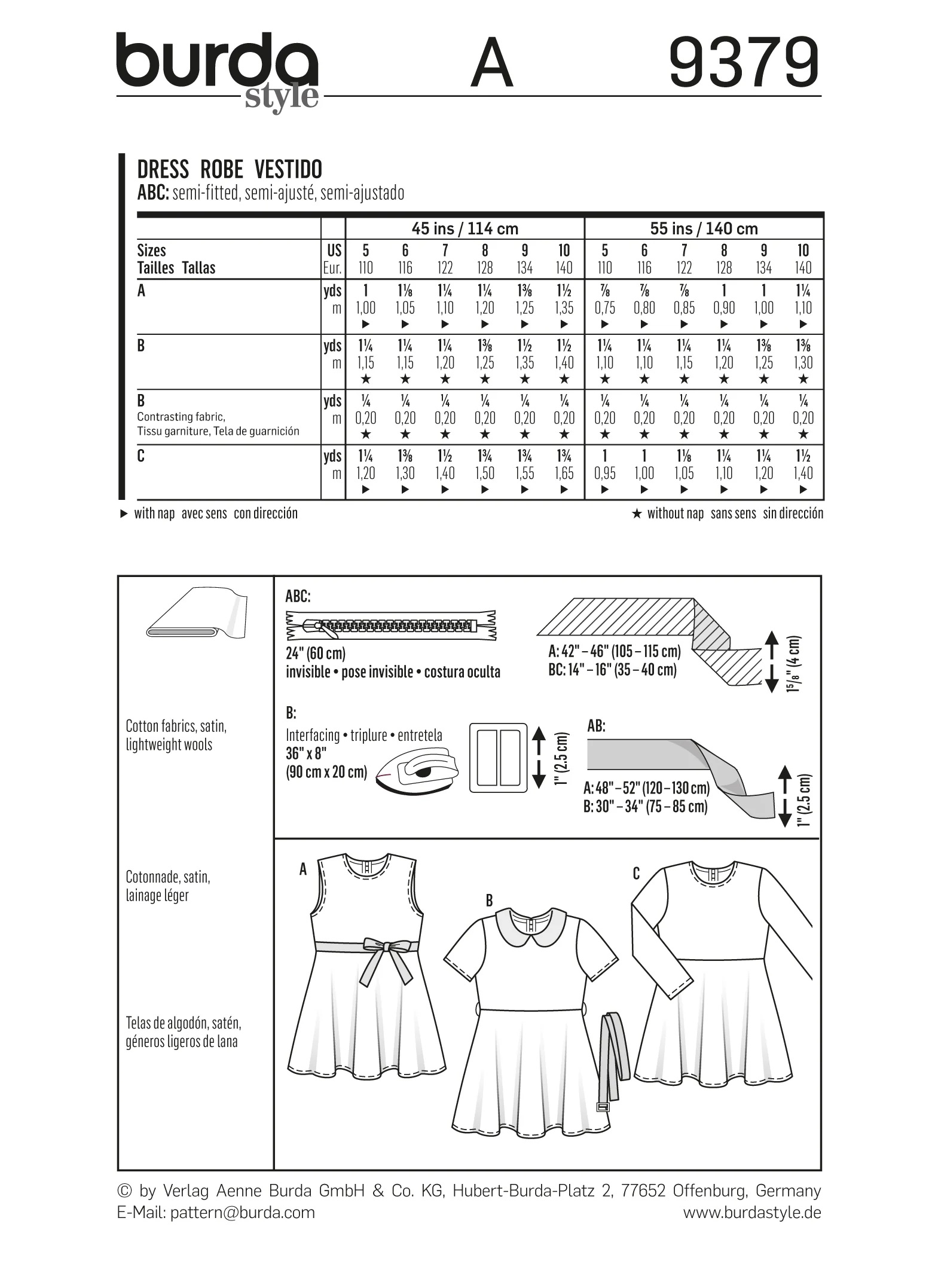 Patron N°9379 Burda : Robe fillette - Image 7