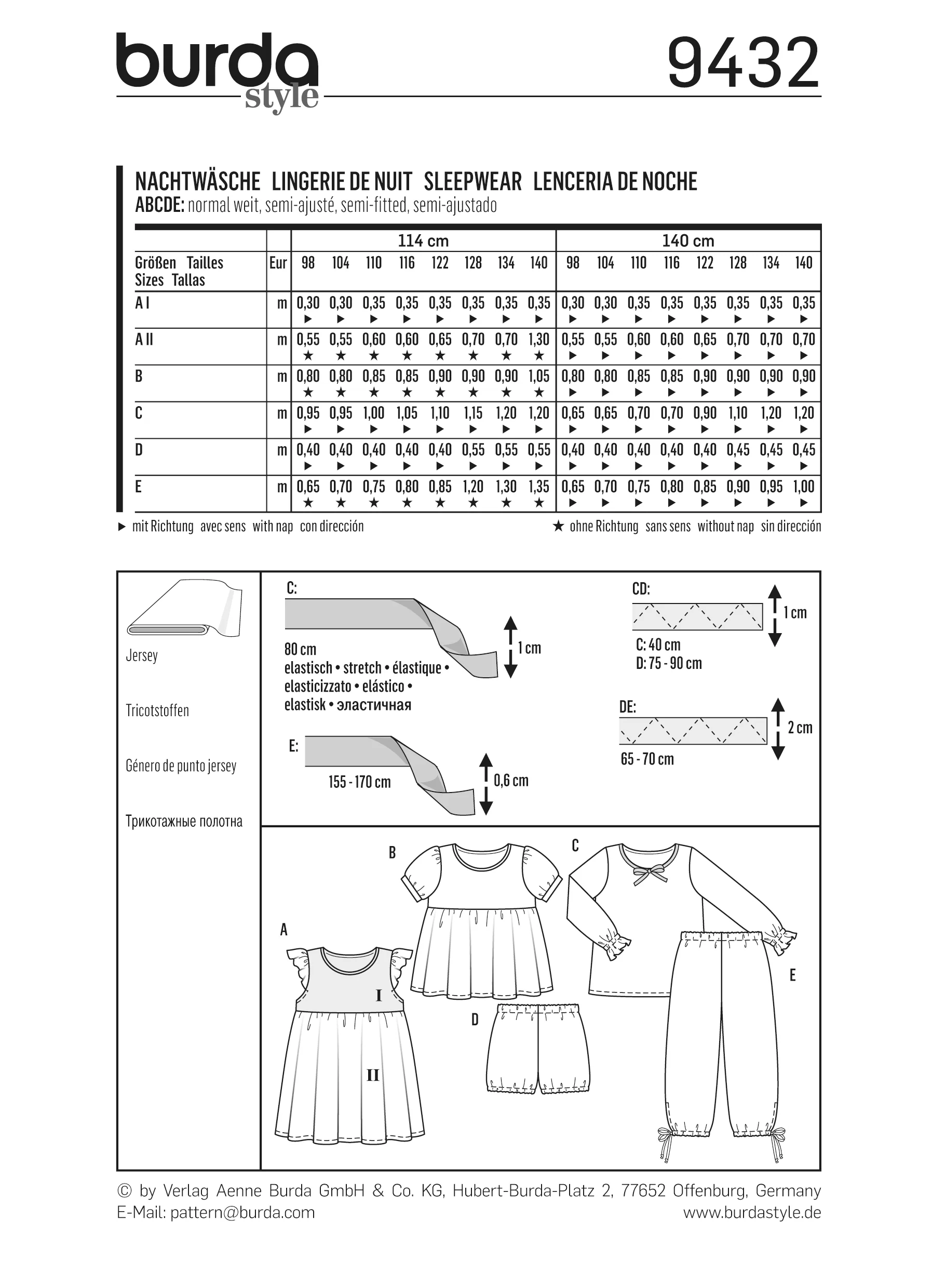 Patron n°9432 : Pyjamas, Vêtements de nuit - Image 6