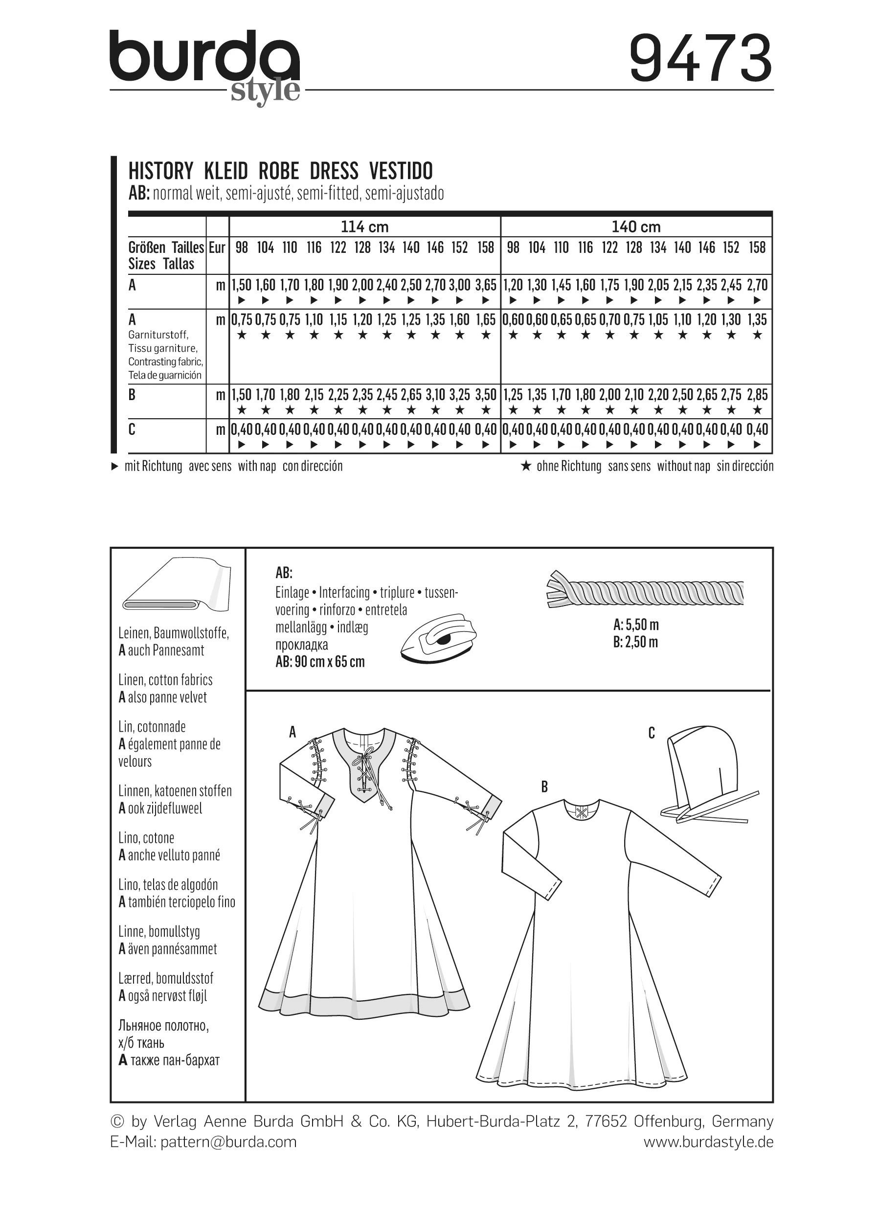 Patron n°9473 : Déguisement Robe historique Enfants - Image 4