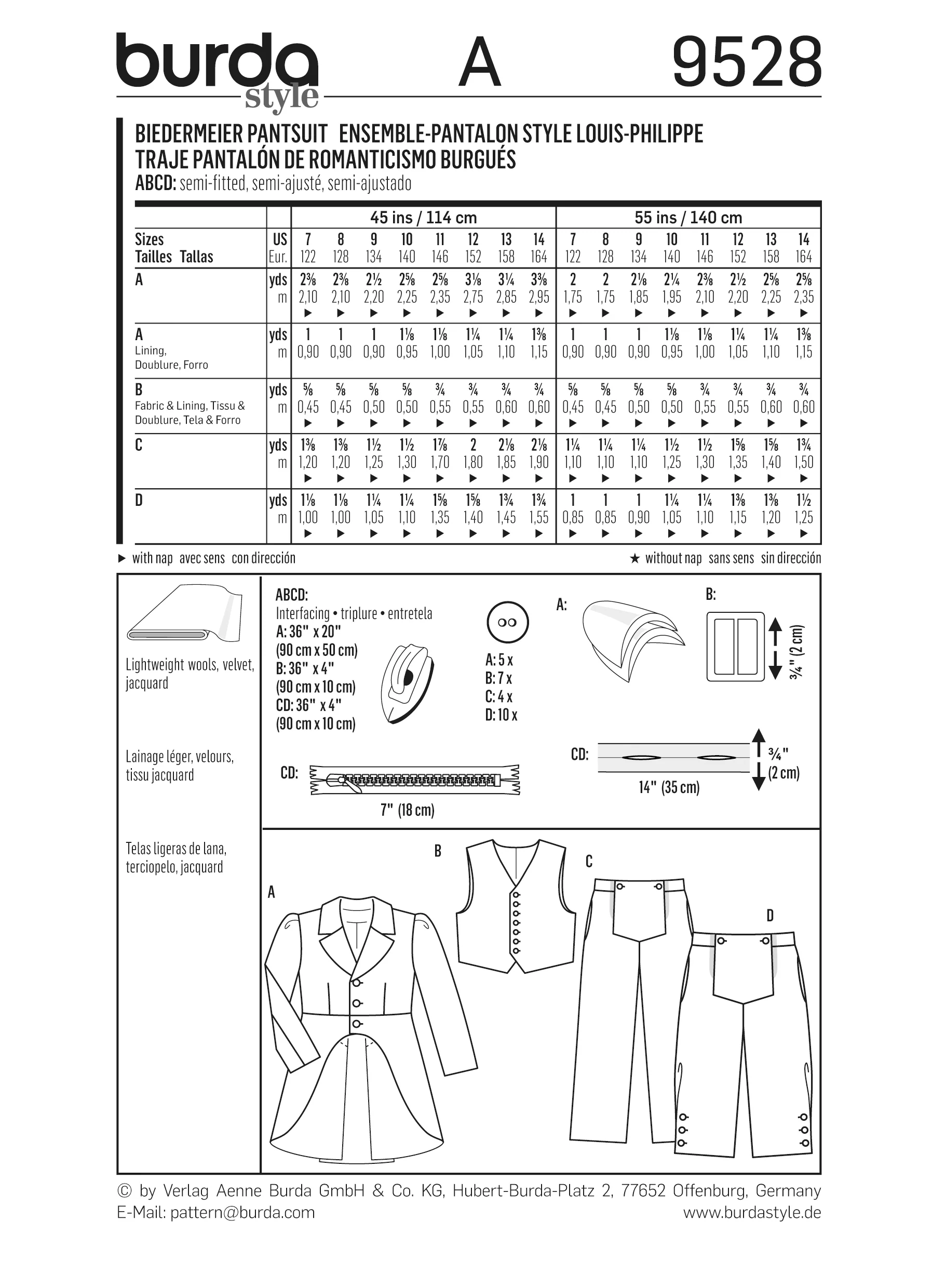 Patron n°9528 : Ensemble Pantalon style Louis Philippe - Image 7