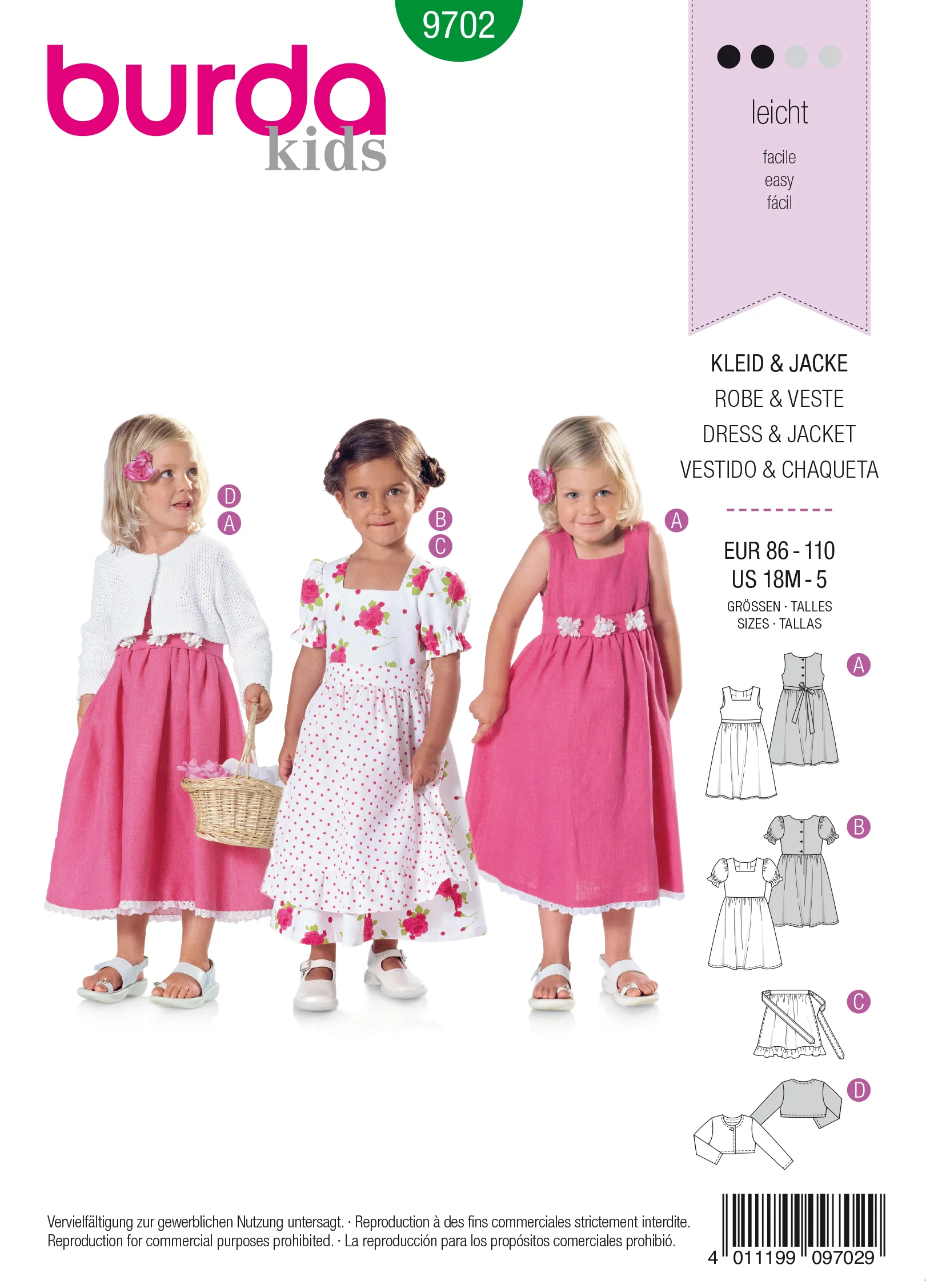 Patron n°9702 : Robe et Veste petite fille