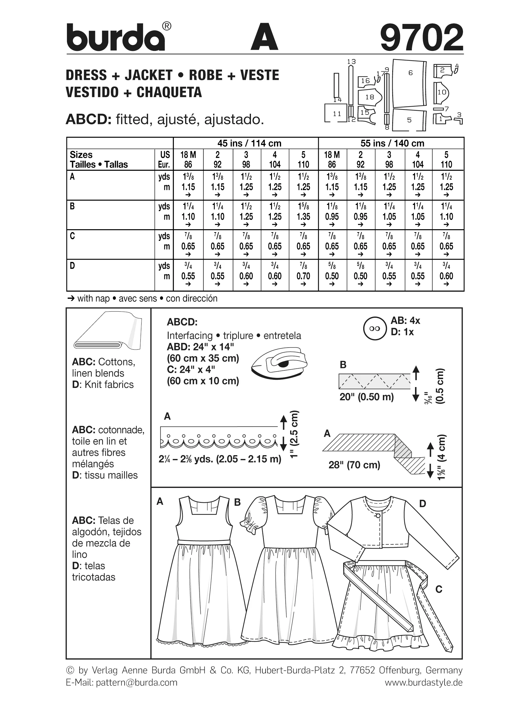 Patron n°9702 : Robe et Veste petite fille - Image 5