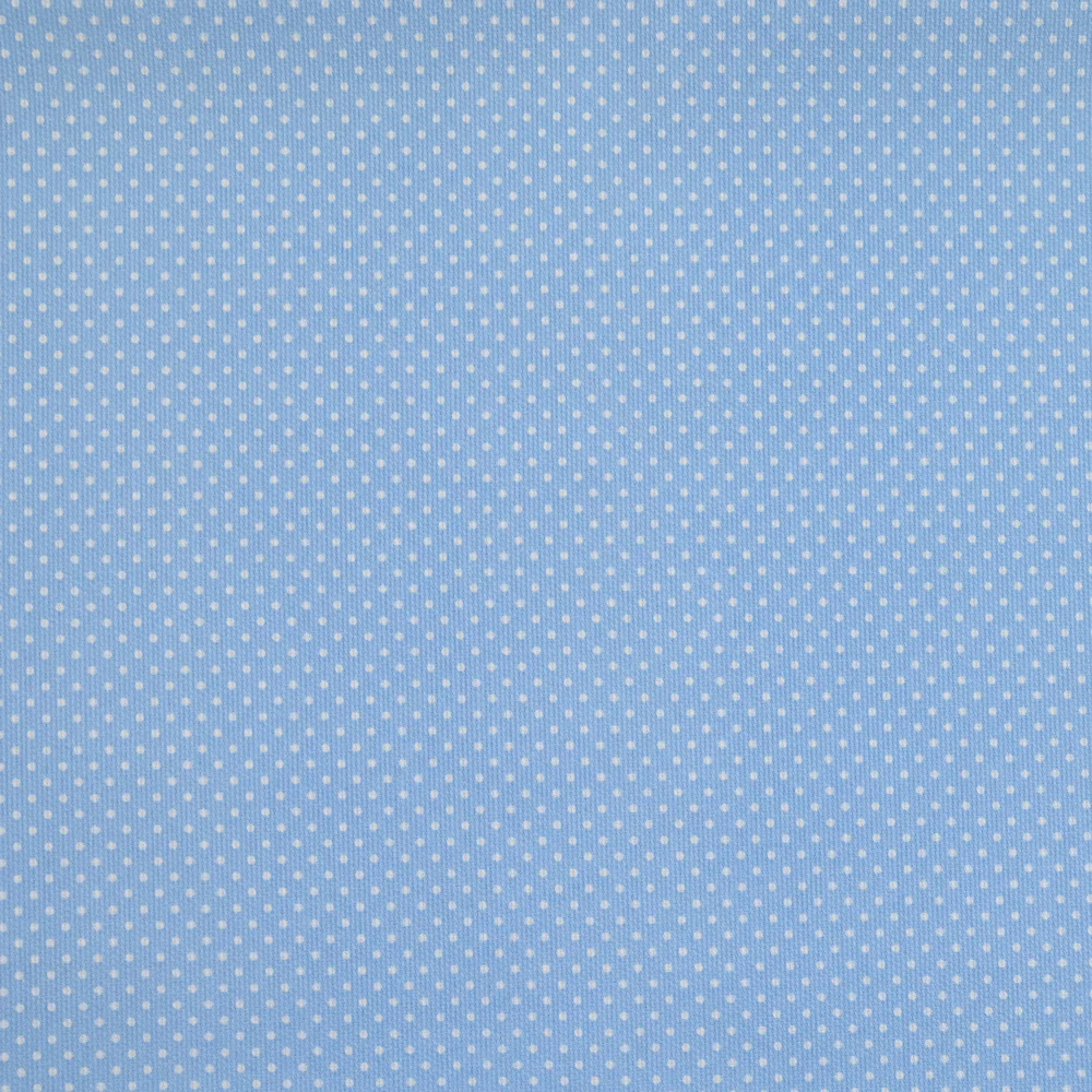 Piqué de coton imprimé à pois fond bleu