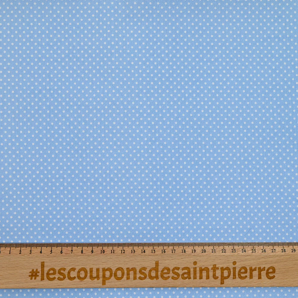 Piqué de coton imprimé à pois fond bleu - Image 3