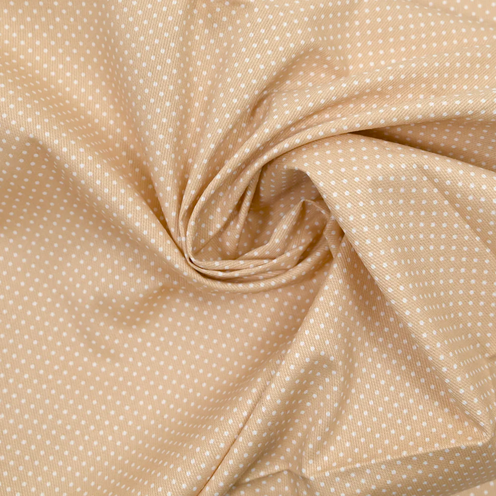 Piqué de coton imprimé à pois fond camel - Image 3