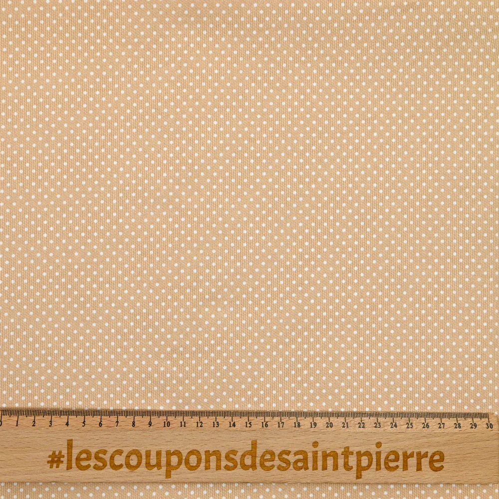 Piqué de coton imprimé à pois fond camel - Image 4